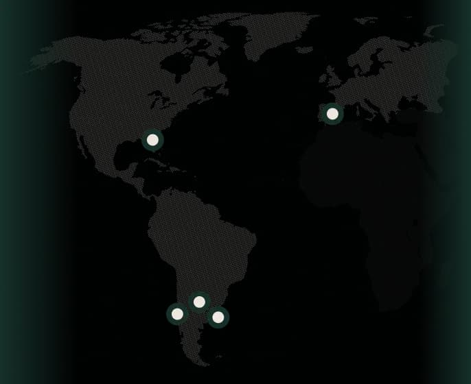 Mapa de oficinas. Miami, Nasaú, Buanos Aires, Córdoba, Mendoza, Madrid